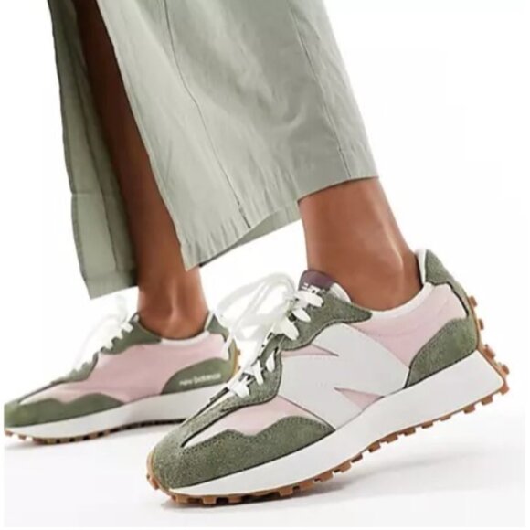 New Balance Shoes - New Balance 327 Casual Women's Sneakers Shoes Size 7 Avocado Pink White NEW